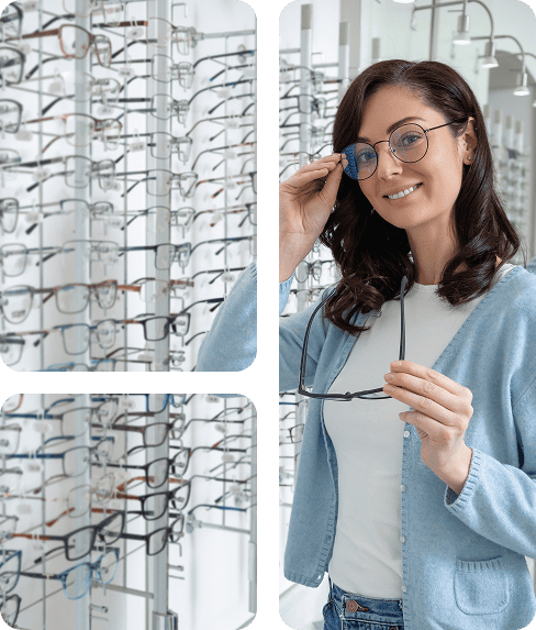 Mujer probándose gafas
